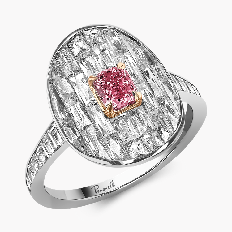 Masterpiece Stage Setting 0.50ct Fancy Vivid Pink Diamond Cluster Ring   in Platinum & 18ct Rose Gold