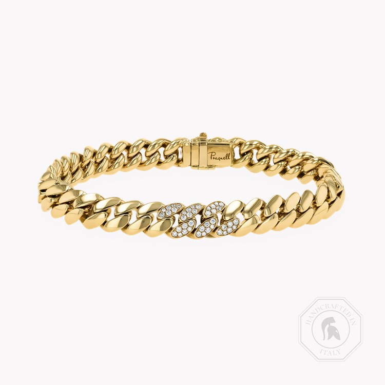 Fusion Polished Curb Link and 0.38ct Diamond Bracelet (21cm) Brilliant Cut, Pave Set_1