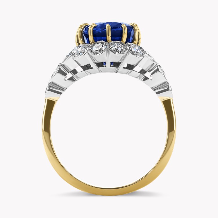 Oval Cut 6.63ct Sapphire and Diamond Cluster Ring Oval & Brilliant Cut, Claw Set_3