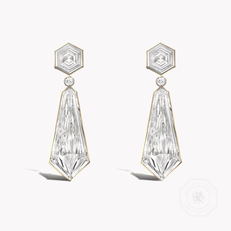 Masterpiece Honeycomb 9.02ct Diamond Drop Earrings Kite Cut, Rubover Set_1