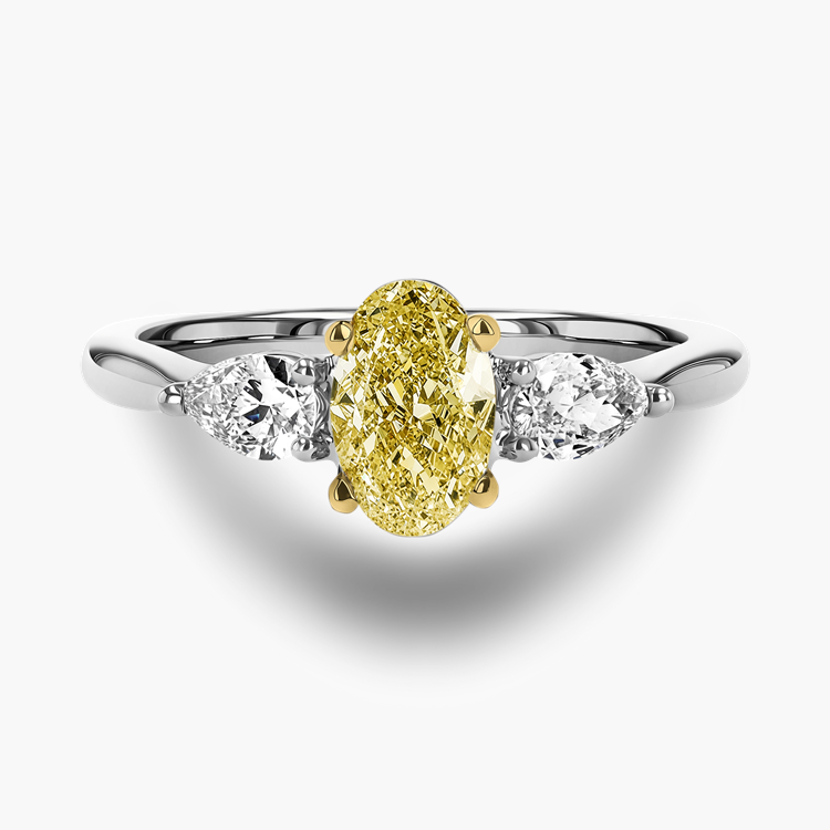Classic 0.72ct Oval Cut Diamond Three Stone Ring Oval Cut & Pear Shape, Claw Set_2