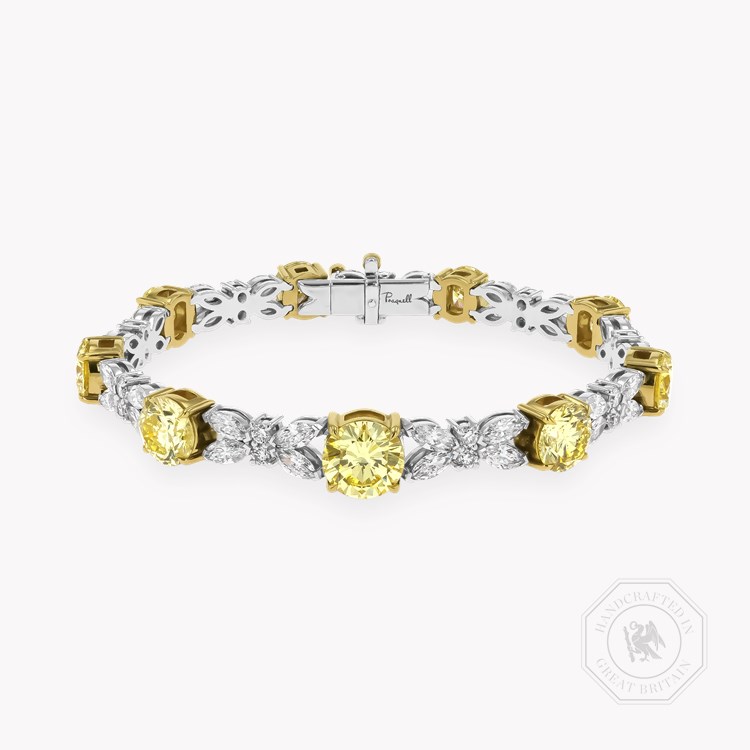 Masterpiece Brilliant Cut 14.85ct Fancy Yellow Diamond Bracelet   in Platinum and 18ct Yellow Gold