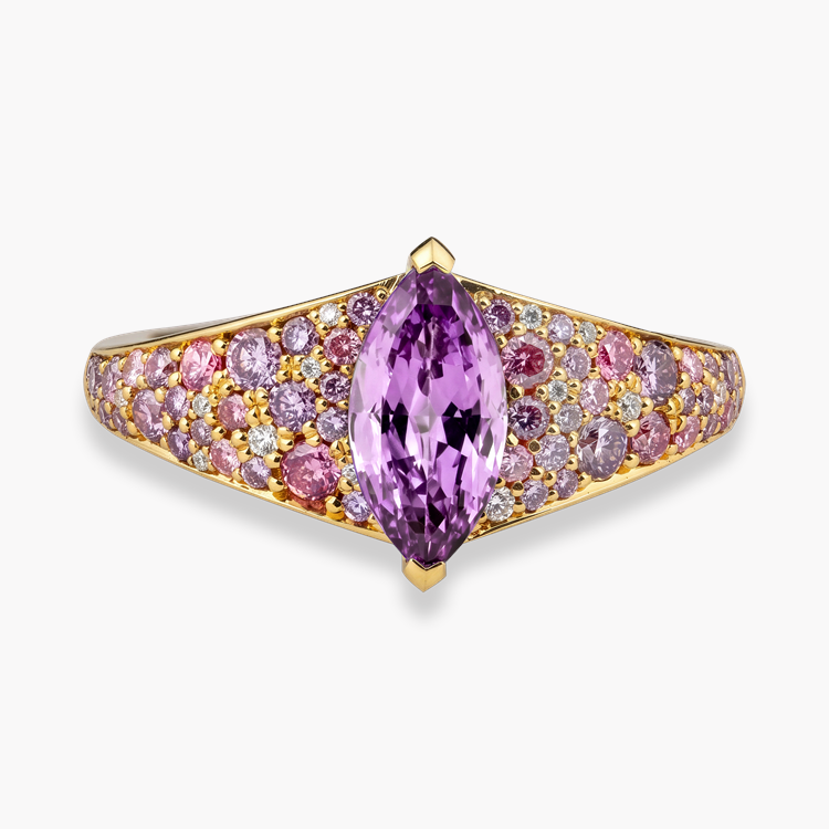 Masterpiece Snowdrift Setting 1.00ct Fancy Deep Pink-Purple Diamond Ring Marquise Cut, Claw Set_2
