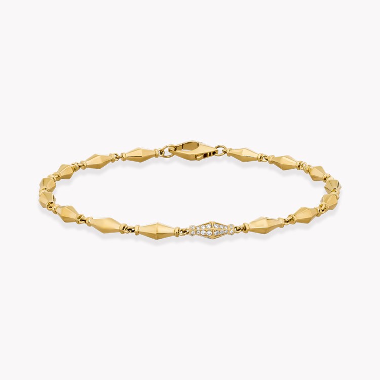 Cleopatra 0.188ct Diamond Gold Faceted Barrel Link Mini Bracelet Brilliant Cut, Pavé Set_1