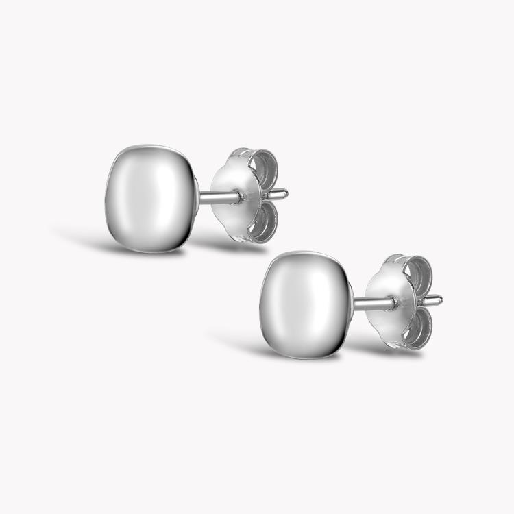 Curved Square Stud Earrings in 18CT White Gold _2
