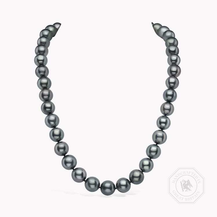 Tahitian Pearl Necklace Silk Knotted Row with White Gold Clasp_1