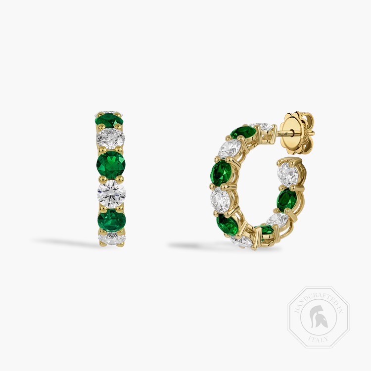Brilliant Cut 2.89ct Diamond and Emerald Hoop Earrings Brilliant cut, Claw set_1
