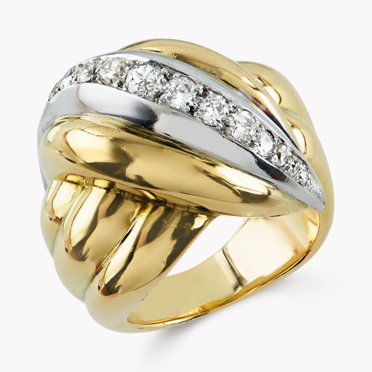 1960s Van Cleef & Arpels Diamond Ring in Yellow & White Gold Brilliant Cut Cocktail Ring_1