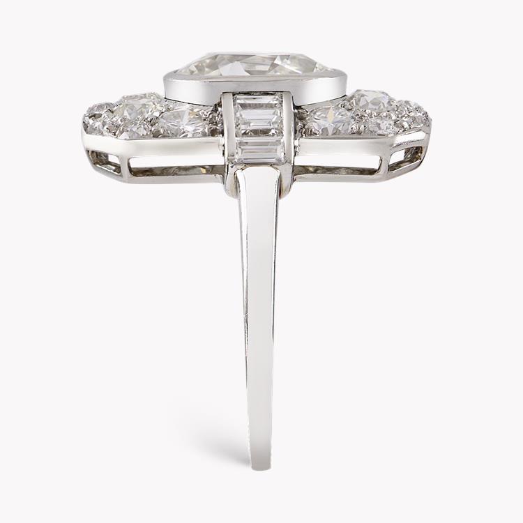 Art Deco Diamond Plaque Ring 1.70CT in Platinum Oval Cut Diamond Ring, with Diamond Surround_4