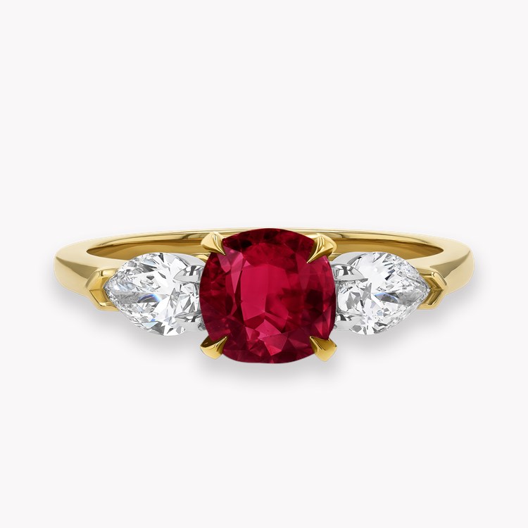 Cushion Cut 1.62ct Burmese Ruby and Diamond Ring Modern Cushion & Pear Cut, Claw Set_2