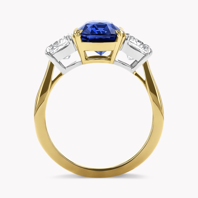 Cushion Cut 4.06ct Sri Lankan Sapphire Three Stone Ring Cushion modern cut, Claw set_3