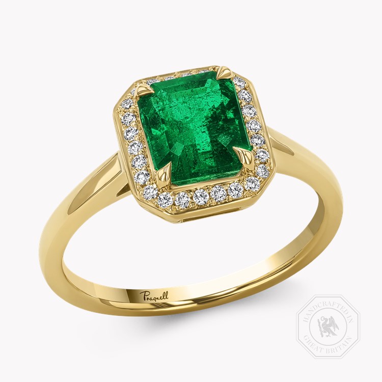 Octagonal Cut 1.50ct Zambian Emerald and Diamond Ring Octagonal Cut, Claw Set_1