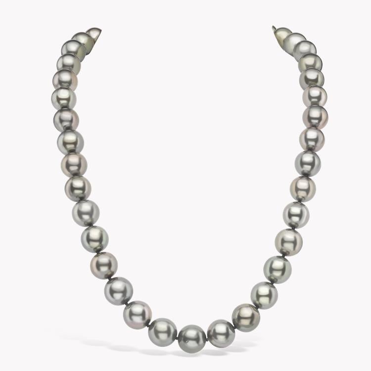 Tahitian Pearl Necklace 9 - 10mm Silk Knotted Row with White Gold Clasp_2