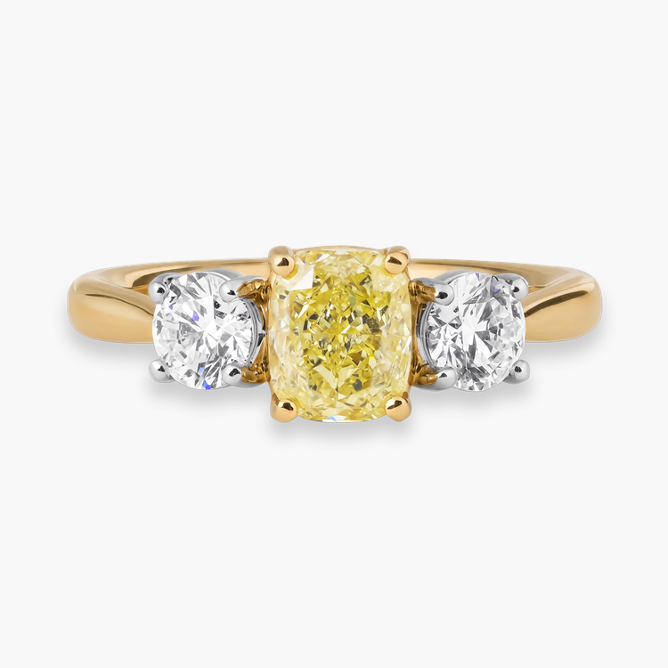 Cushion Cut 1.01ct Fancy Light Yellow Diamond Ring Modern Cushion & Brilliant Cut, Claw Set_2