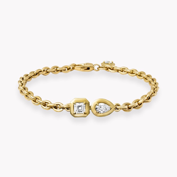 Skimming Stone 1.25ct Diamond Toi et Moi Chain Bracelet   in 18ct Yellow Gold