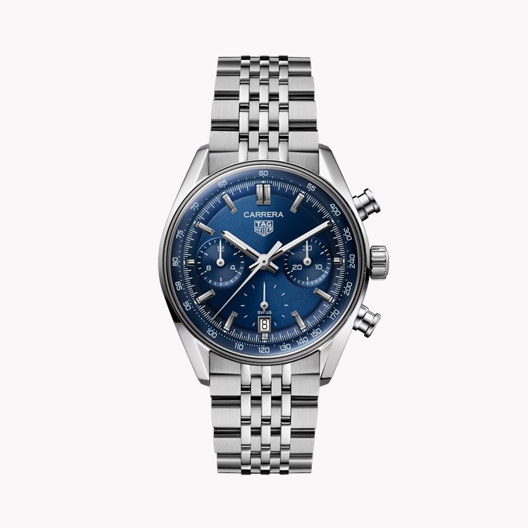 Tag Heuer Carrera Chronograph 39mm, Blue Dial, Baton Numerals_1