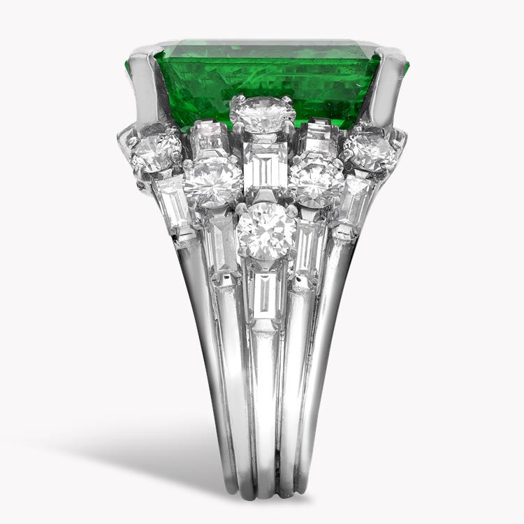 Oscar Heyman Colombian Emerald & Diamond Cocktail Ring  18.99ct in Platinum Emerald, Brilliant & Baguette Cut, Claw Set_4