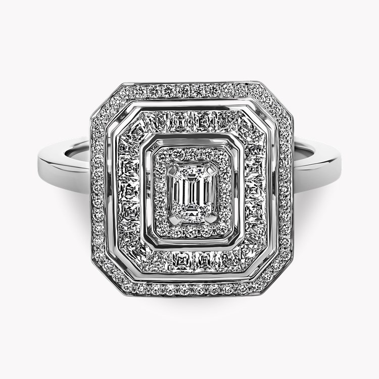 Emerald cut Diamond Ripple Ring Emerald Cut. Four Claw Set_2
