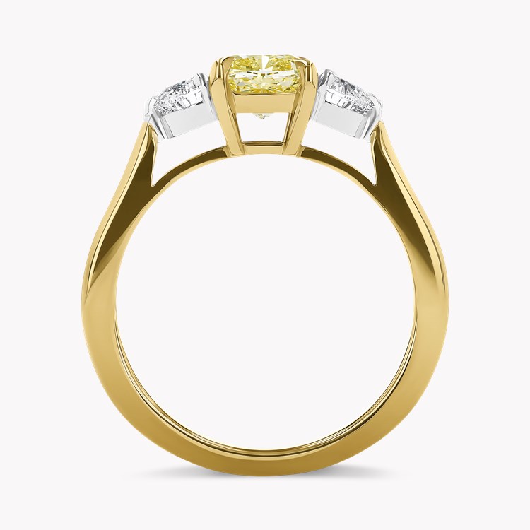 Venus Setting 1.21ct Fancy Yellow Diamond Three Stone Ring Cushion & Heart Cut, Claw Set_3