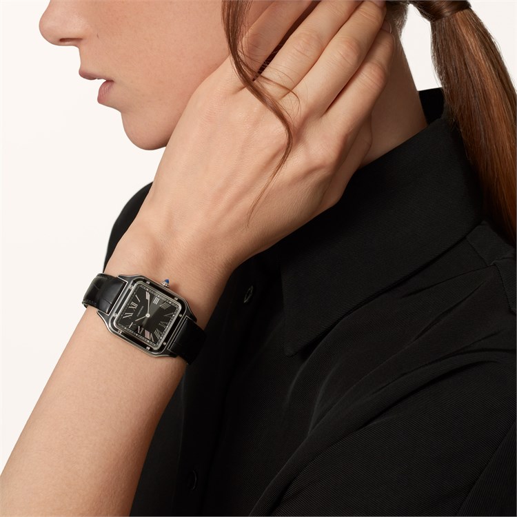 Cartier Santos-Dumont de Cartier Large, Black Dial, Roman Numerals_6