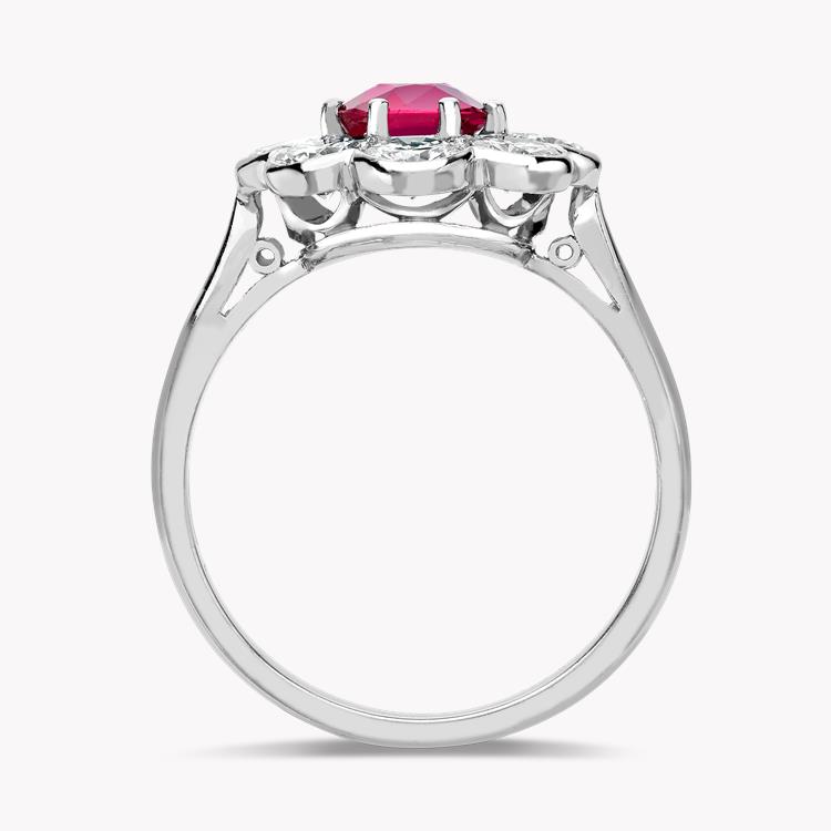 Contemporary 1.21ct Ruby and Diamond Cluster Ring Cushion modern cut, Claw set_3