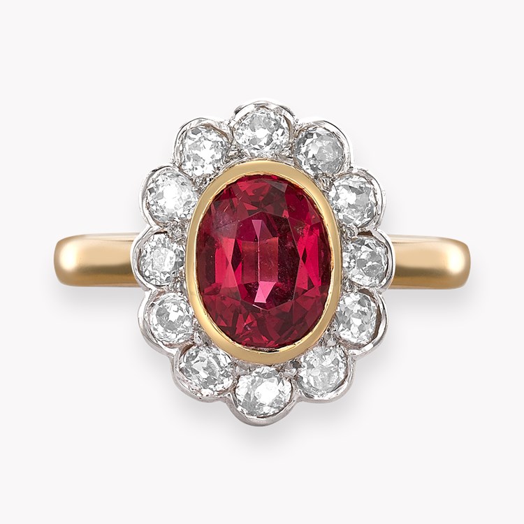 Oval Cut Spinel and Diamond Ring Oval Cut, Rubover Set_2