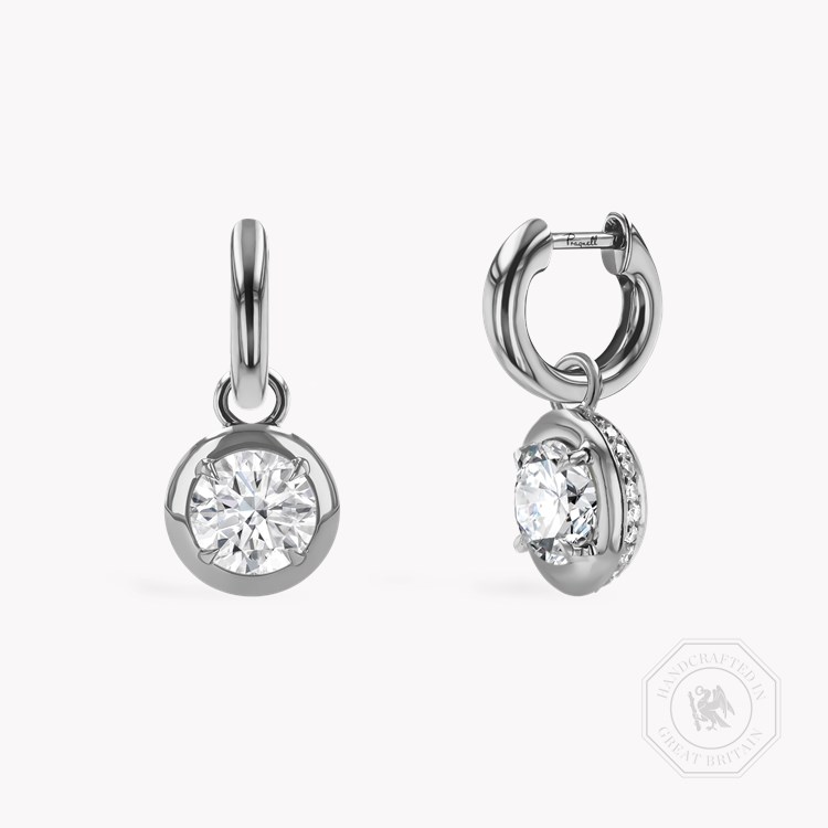 Skimming Stone 2.24ct Botswana Diamond Drop Hoop Earrings Brilliant cut, Claw set_1