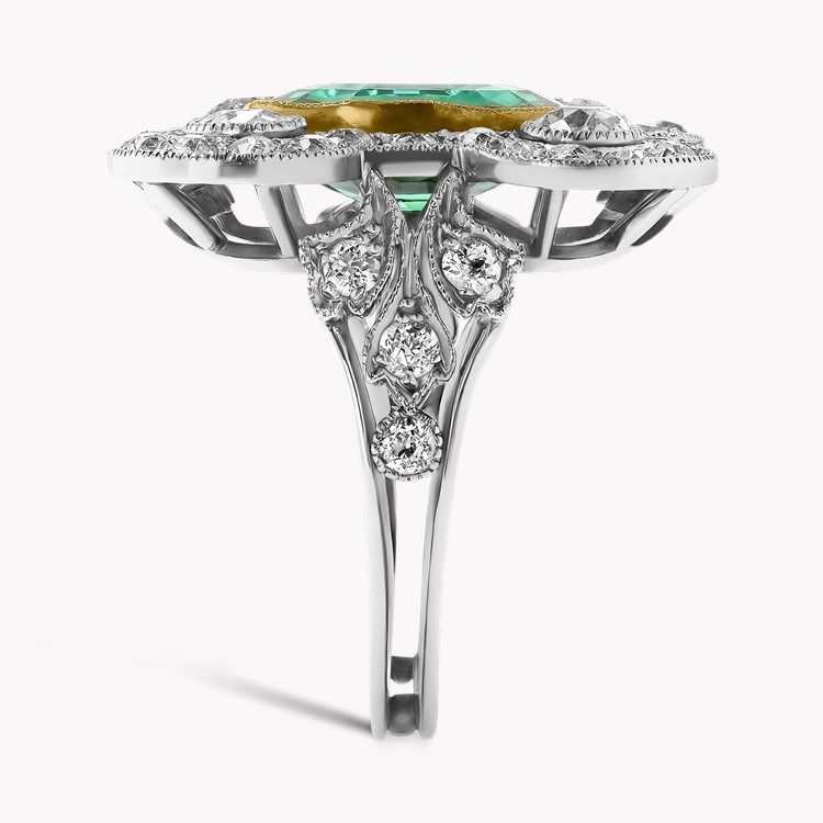 Edwardian 2.91ct Muzo Emerald and Diamond Dress Ring Oval Cut, Millegrain Set_4