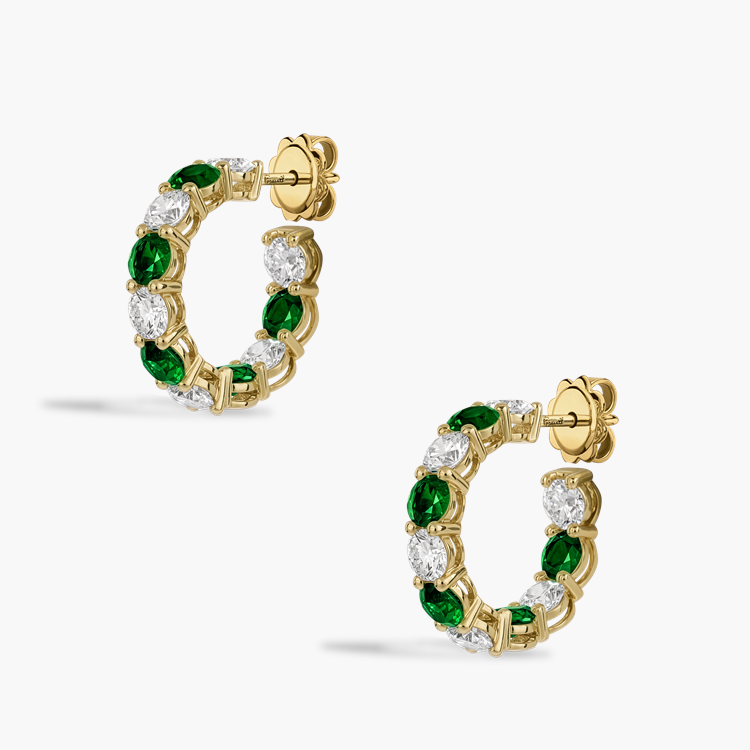 Brilliant Cut 2.89ct Diamond and Emerald Hoop Earrings Brilliant cut, Claw set_3