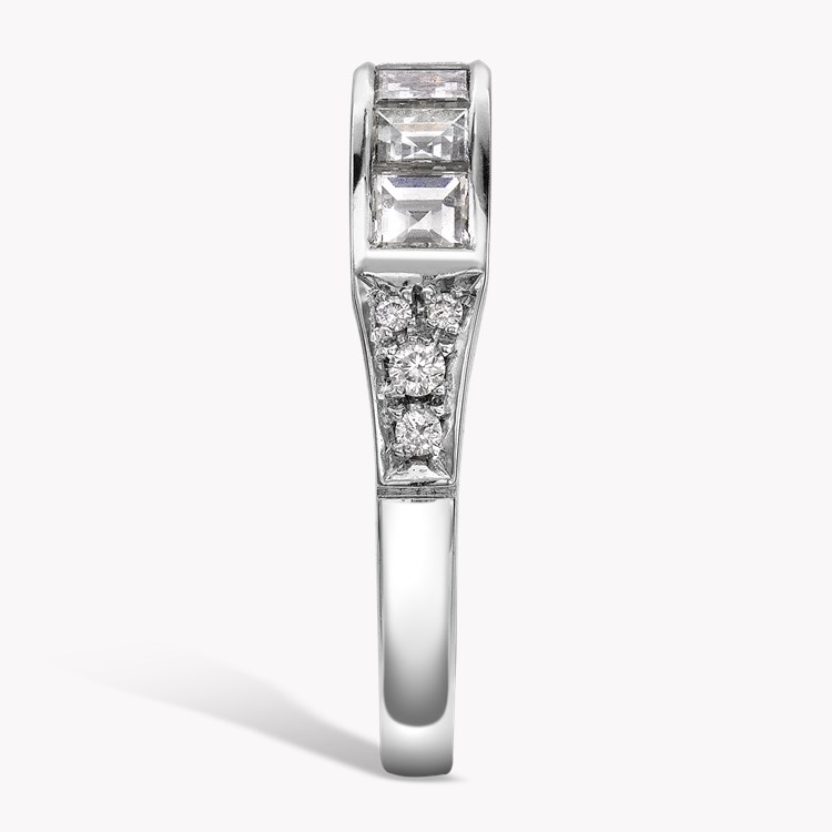 Antrobus Diamond 7 Stone Ring Carré Cut, Rub Over Set, Diamond Shoulders_4