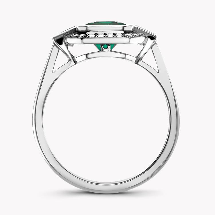 Columbian Trap Cut Emerald Ring 1.63CT in Platinum Cluster Ring with Carre Cut Shoulders_3