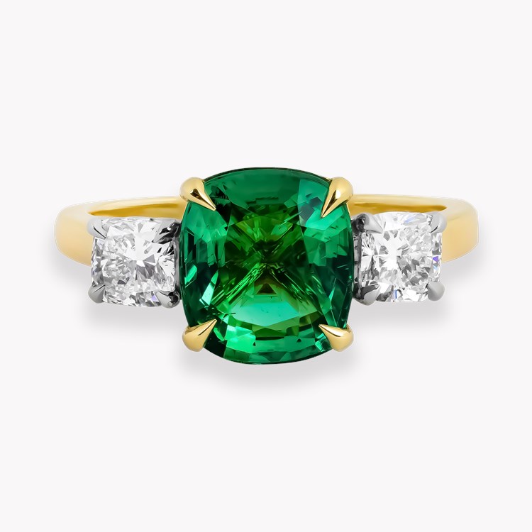 Cushion Cut 2.36ct Zambian Emerald and Diamond Ring Cushion Cut, Claw Set_2