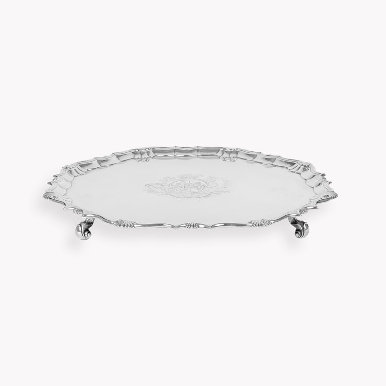 Silver George II Engraved Footed Salver _2