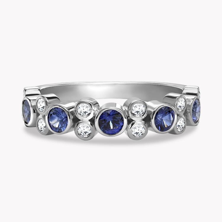 Bubbles Blue Sapphire and Diamond Half-Eternity Ring Brilliant Cut, Rubover Set_2