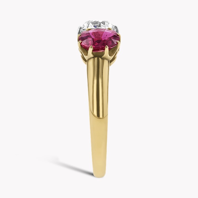 Belle Époque Cushion Cut Diamond, Ruby and Sapphire Ring Cushion Cut, Claw Set_4