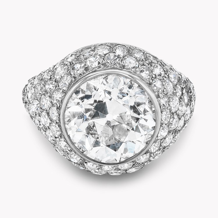 Art Deco Cartier Old European Cut 5.10ct Diamond Bombé Ring Old Cut, Rubover Set_2