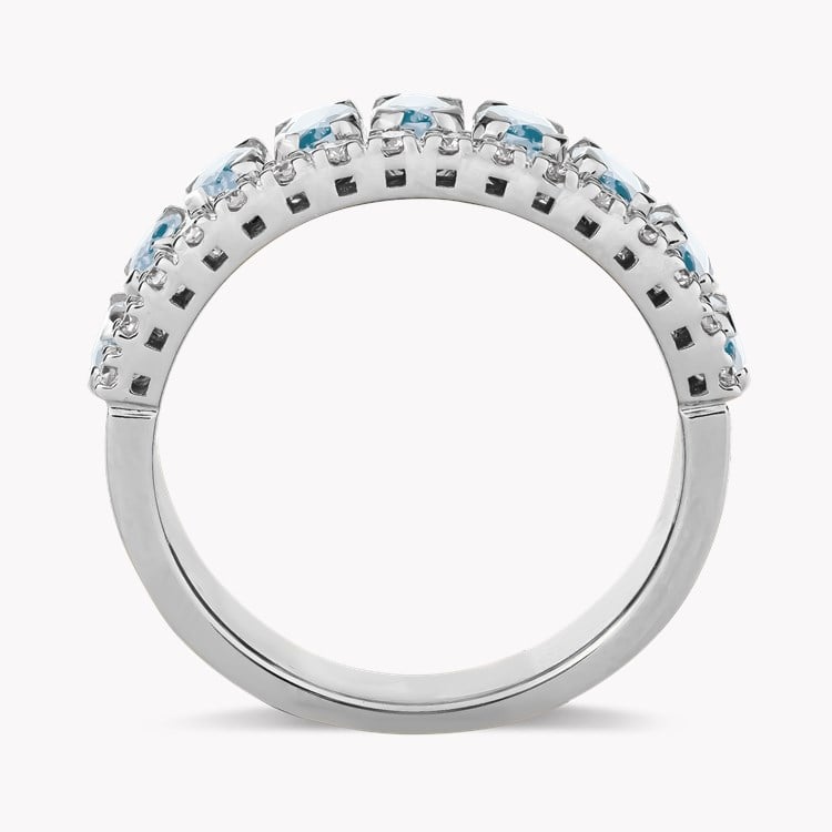 Oval Cut 1.28ct Aquamarine and Diamond Half Eternity Ring Oval Cut, Claw Set_3