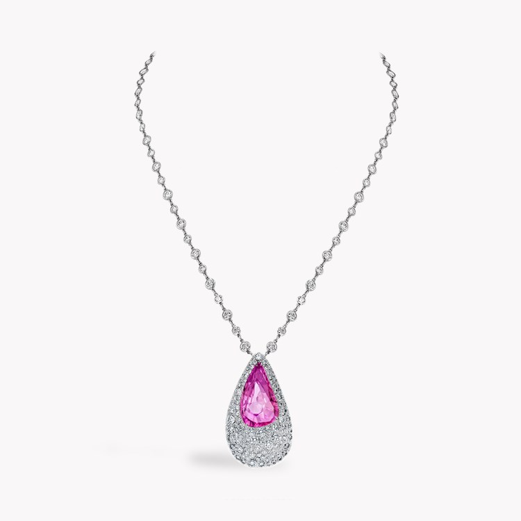 Snowstorm Pink Sapphire and Diamond Pearshape Pendant Pearshape, Pave set_2