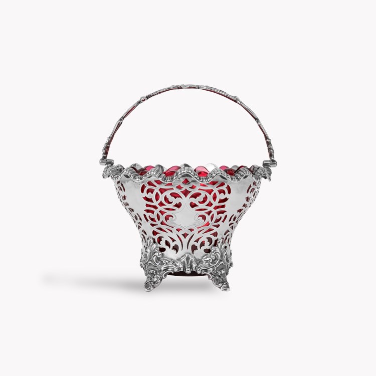 Victorian Silver Ruby Lined Bon Bon Dish Hallmarked Sheffield_1