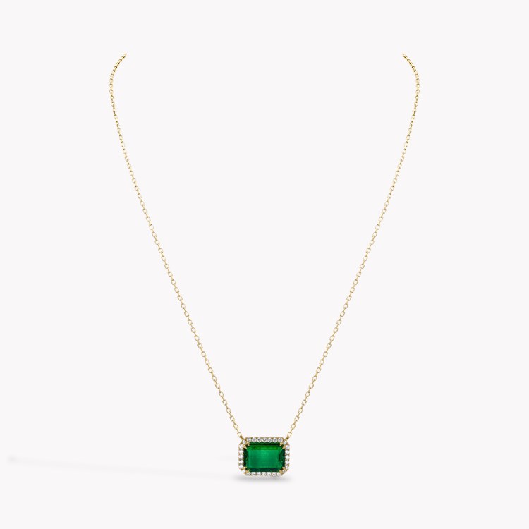 Octagonal Cut 3.37ct Emerald and Diamond Pendant Octagonal Cut, Claw Set_2