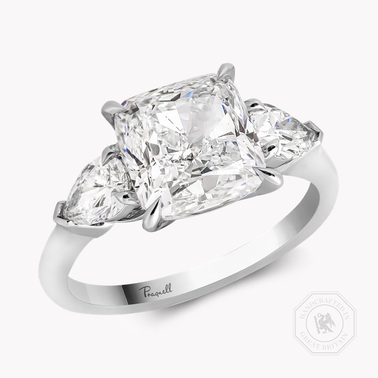 Cushion Cut 3.27ct Diamond Ring Modern Cushion Cut & Pear Shaped, Claw Set_1
