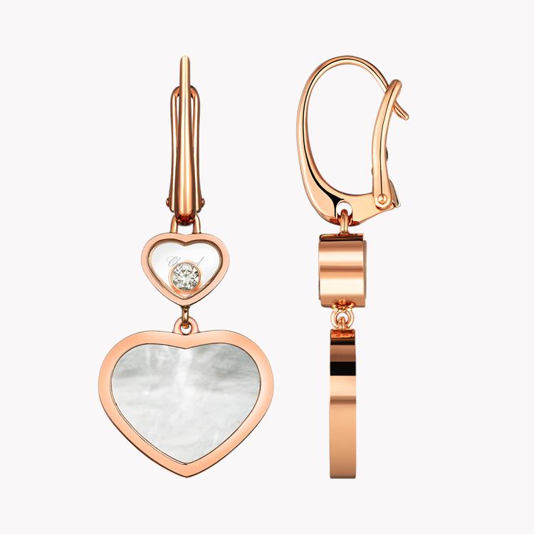 Chopard Happy Hearts Drop Earrings  0.10CT in Rose Gold Brilliant Cut, Rub Over Set_3