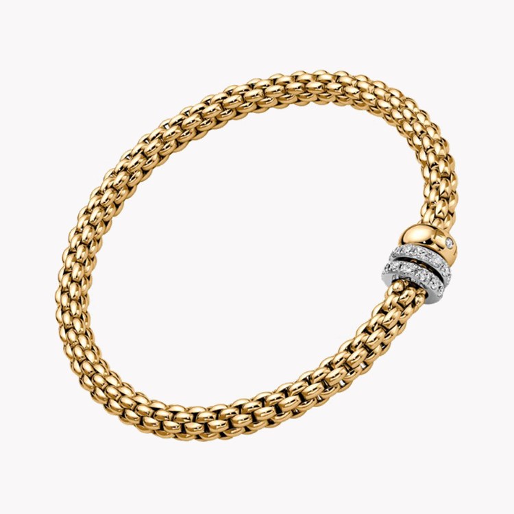 Fope Solo Flex'It Medium Diamond Bangle    in 18ct Yellow Gold 