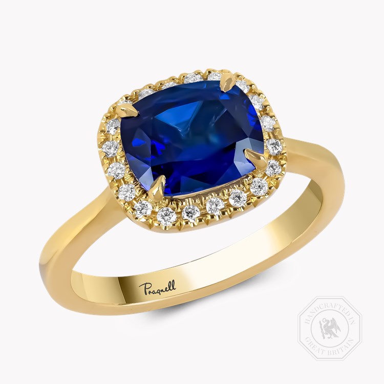 Cushion Cut 2.36ct Sri Lankan Sapphire and Diamond Ring Cushion Cut, Claw Set_1