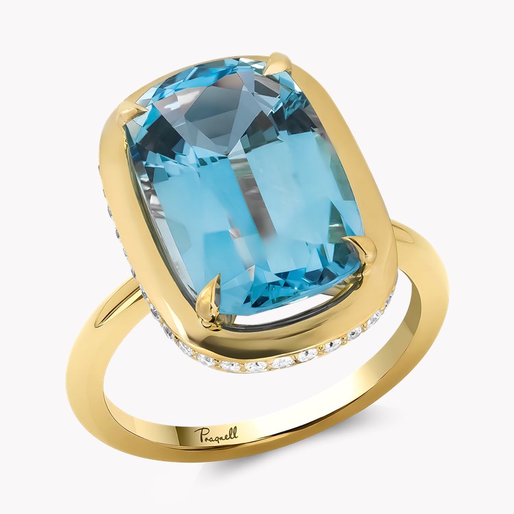 Skimming Stone 5.90ct Lukusuzi Aquamarine Ring Modern Cushion Cut, Claw Set_1
