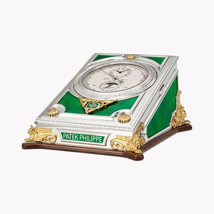 Patek Grand Complications Desk Clock Silvery opaline Dial, Arabic/Roman Numerals_4