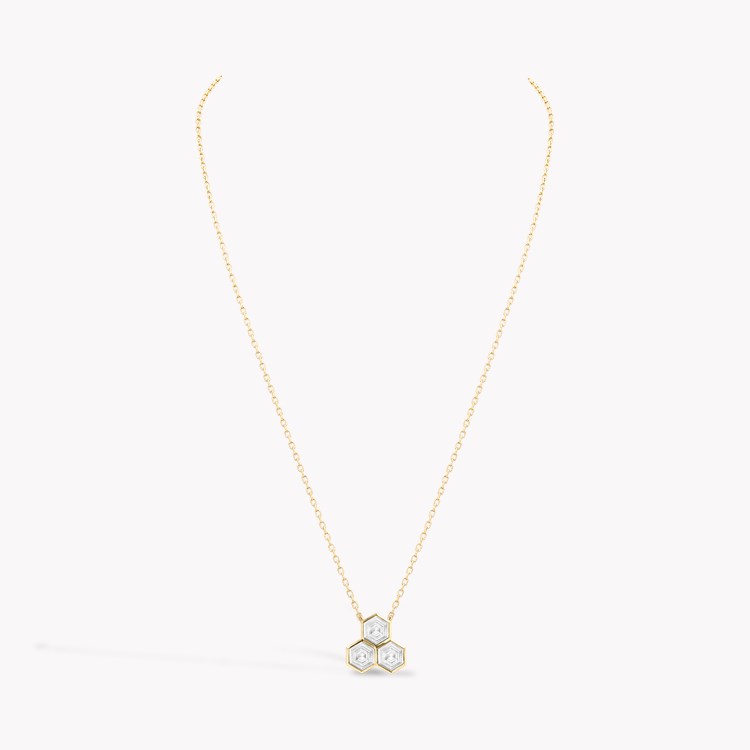 Honeycomb 0.95ct Diamond Trilogy Pendant Hexagonal Cut, Rubover Set_2