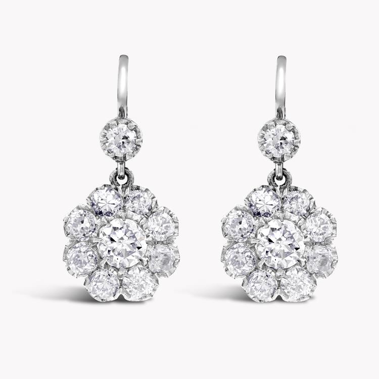 Edwardian Cluster Drop Earrings  0.39ct in 18ct Yellow Gold & Platinum Old Cut, Claw Set_1