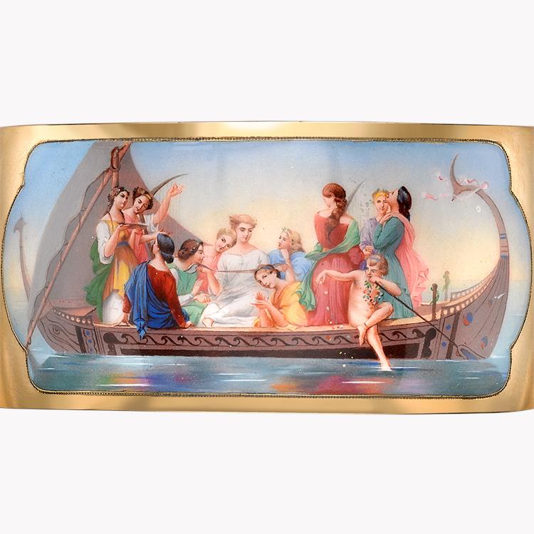 Victorian Roman Revival Enamel Bangle Enamel Cuff Bangle, with Roman Scene_2