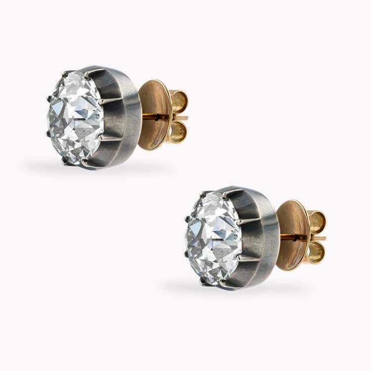 Old European Cut 14.23ct Diamond Earrings Old European Cut, Cut down Claw Set_2